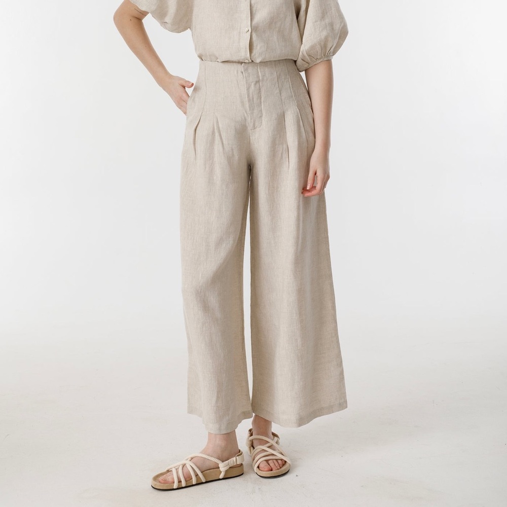 Lanhtropy Culotte Linen Pants in Natural